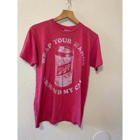 Junk Food Schlitz Graphic Washed Red Crew Neck Tee Shirt Small Retro - Picture 3 of 10